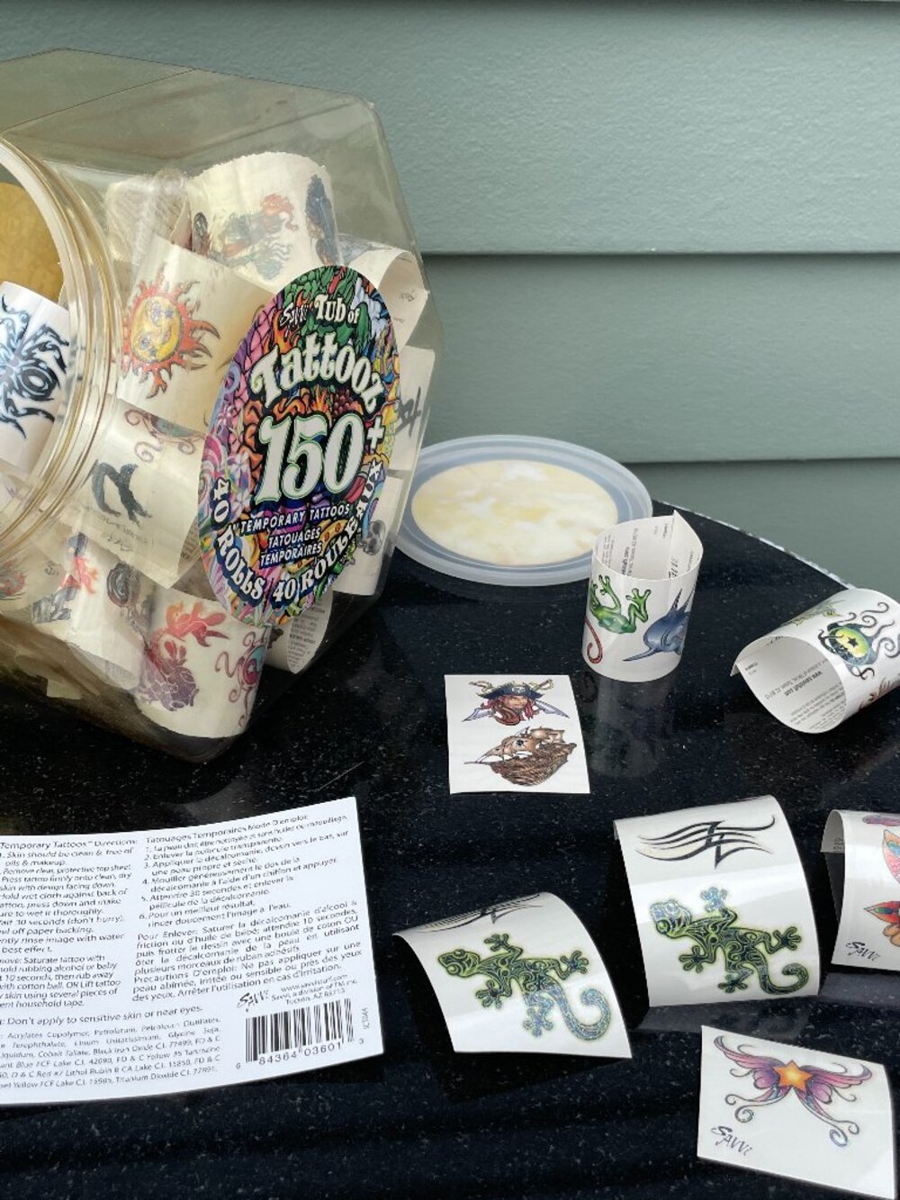 Vintage Savvi Temporary Tattoo Lot 150 Tub Near Complete Glitter Tribal Designs